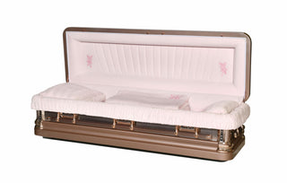 silver rose full couch casket open