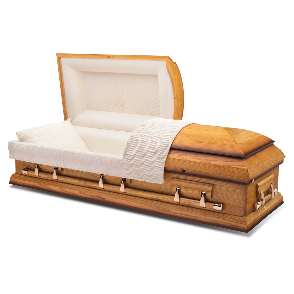 Batesville Autumn Solid Oak Half Couch Casket – Solace Caskets
