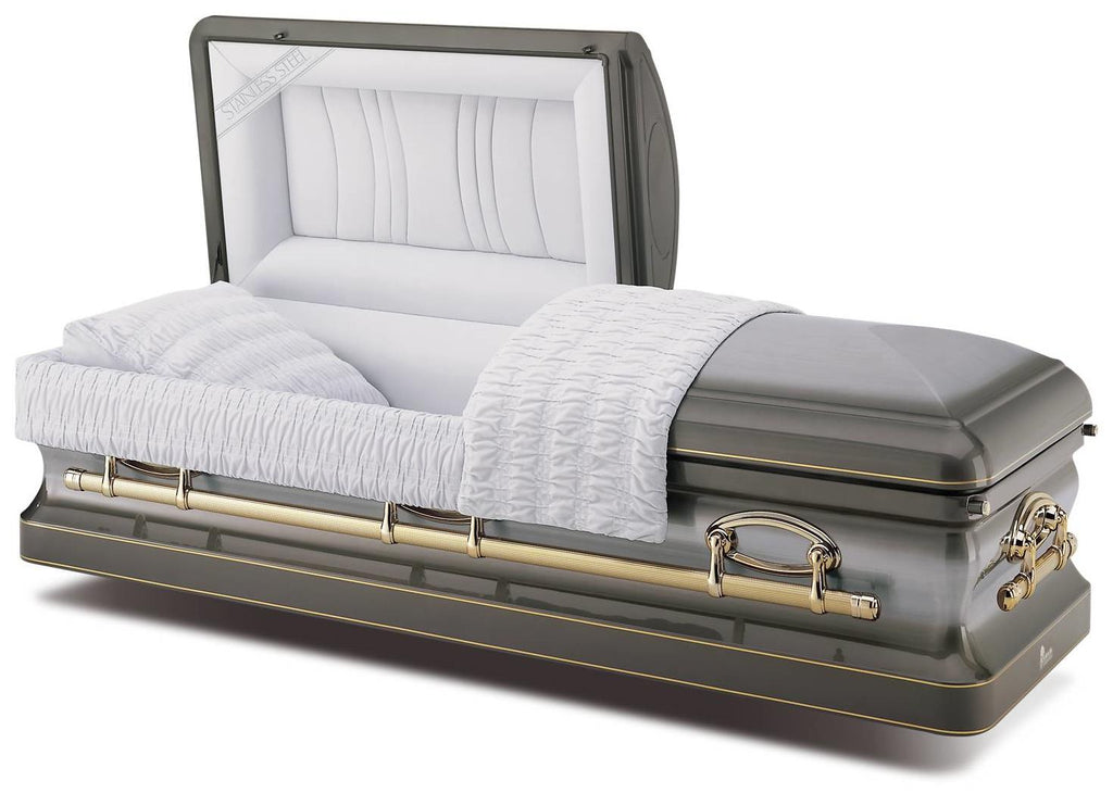 Batesville Greyson Silver Stainless Steel Half Couch Casket – Solace ...