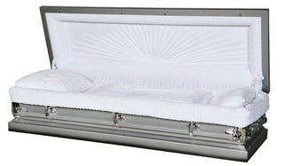 Solace Titan Aries sunburst silver full couch casket
