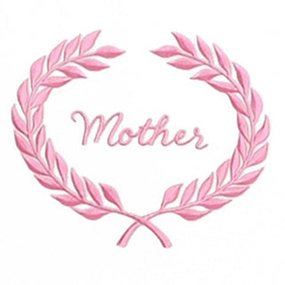 Mother wreath embroidery for casket or coffin liners.