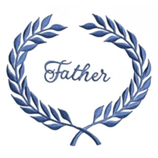 Father wreath embroidery for casket or coffin liners.