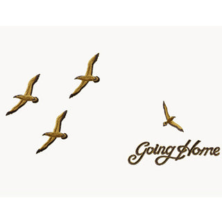 Going Home brown embroidery for casket or coffin liners.