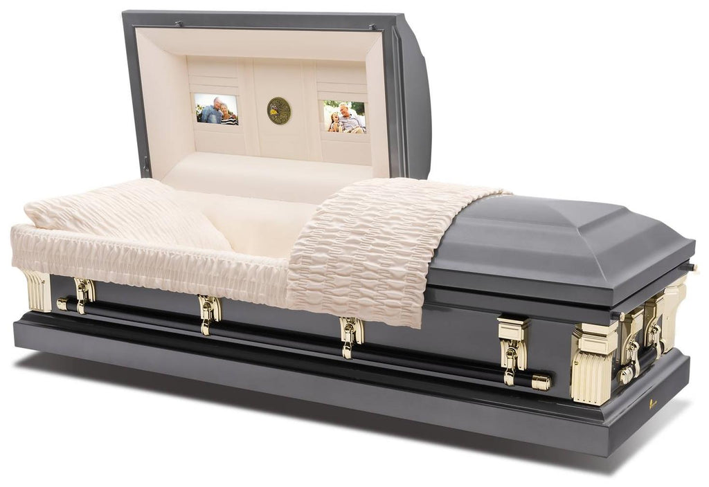 Batesville Heirloom Pewter Half Couch Steel Casket – Solace Caskets