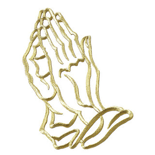 Praying Hands gold embroidery for casket or coffin liners.