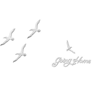 Going Home silver embroidery for casket or coffin liners.
