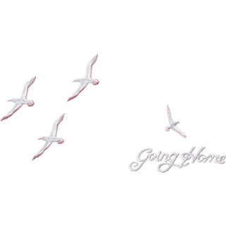 Going Home pink embroidery for casket or coffin liners.