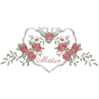 Mother with roses and heart embroidery for casket or coffin liners.