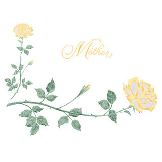 Yellow Roses with Mother embroidery for casket or coffin liners.