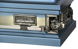 Solace Titan Last Supper Crystal Blue Full Couch casket corner