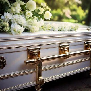 Showcase of best-selling caskets, featuring premium designs with polished finishes