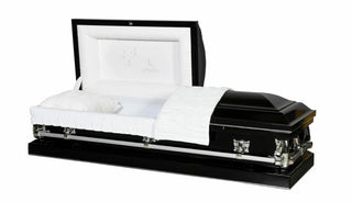 solace titan spectrum black half couch casket with embroidery