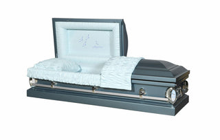 infinity powder blue half couch casket