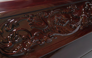Solid Mahogany Carved Top Full Couch Casket