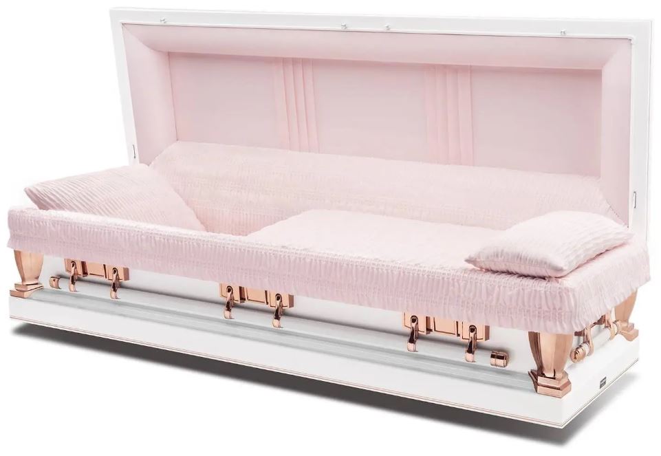 Batesville Virgo White/Pink Full Couch Steel Casket – Solace Caskets