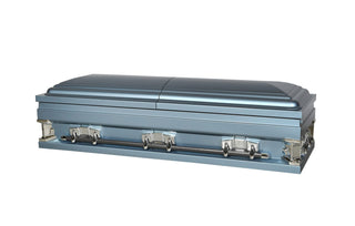 titan powder blue half couch casket