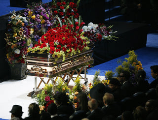 THE CASKET IS SEEN DURING MEMORIAL SERVICES FOR POP STAR MICHAEL JACKSON IN LOS ANGELES