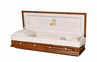 calvary oak full couch casket