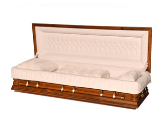 ratlin oak full couch casket