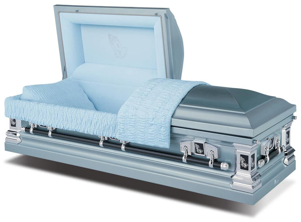 Batesville Blue Mist Stainless Steel Half Couch Casket – Solace Caskets