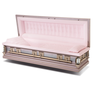 Ataúd Batesville Golden Rose de acero inoxidable para sofá completo