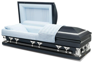 Ataúd Batesville azul antiguo de 28 pulgadas, medio sofá – Solace Caskets