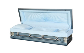 Monarch Powder Blue Full Couch Steel Casket