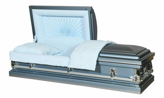 aries sunburst blue half couch casket