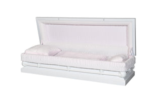 Alex Steel White/Pink Full Couch Casket