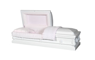 Alex Steel White/Pink Half Couch Casket