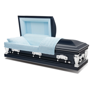 Ataúd Batesville Virgo azul oscuro de medio sofá – Solace Caskets
