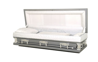 Solace XL Silver 33" Full Couch Steel Casket