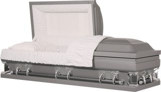 Solace XL Silver 33" Half Couch Steel Casket
