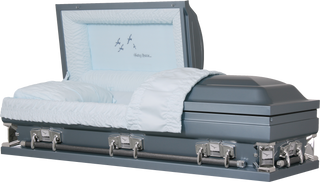 Solace XL Blue 33" Half Couch Steel Casket