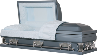 Solace XL Blue 33" Half Couch Steel Casket