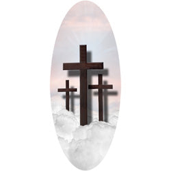 Three Crosses with Clouds pink decal for casket or coffin