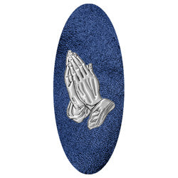 Silver Praying Hands shimmer blue background