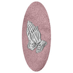 Silver Praying Hands shimmer orchid background