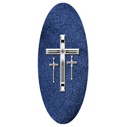 Silver 3 Crosses shimmer blue background