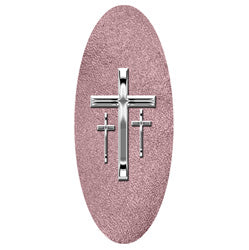 Silver 3 Crosses shimmer orchid decal for caskets or coffins