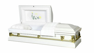 Solace Titan spectrum White half couch casket with embroidery