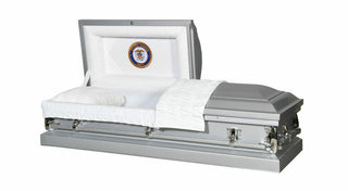 solace titan silver half couch casket with embroidery