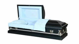 solace titan dark blue spectrum Half Couch casket with embroidery