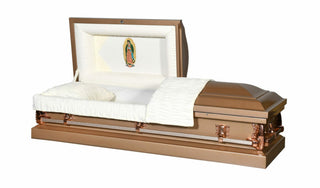 Solace Titan Spectrum Coppertone half couch casket with embroidery