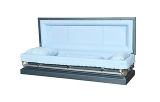 infinity powder blue couch casket