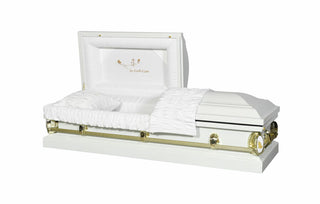 infinity white half couch casket