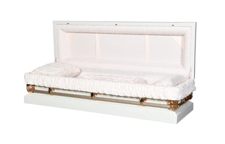 Infinity White with Pink Interior Half Couch Casket