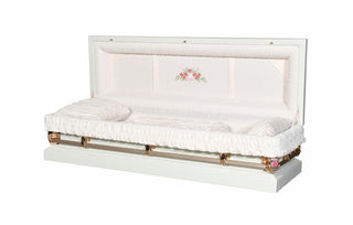 infinity white pink full couch casket