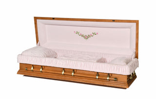 andover maple full couch casket
