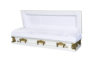 titan white full couch casket